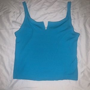 blue cropped tank top